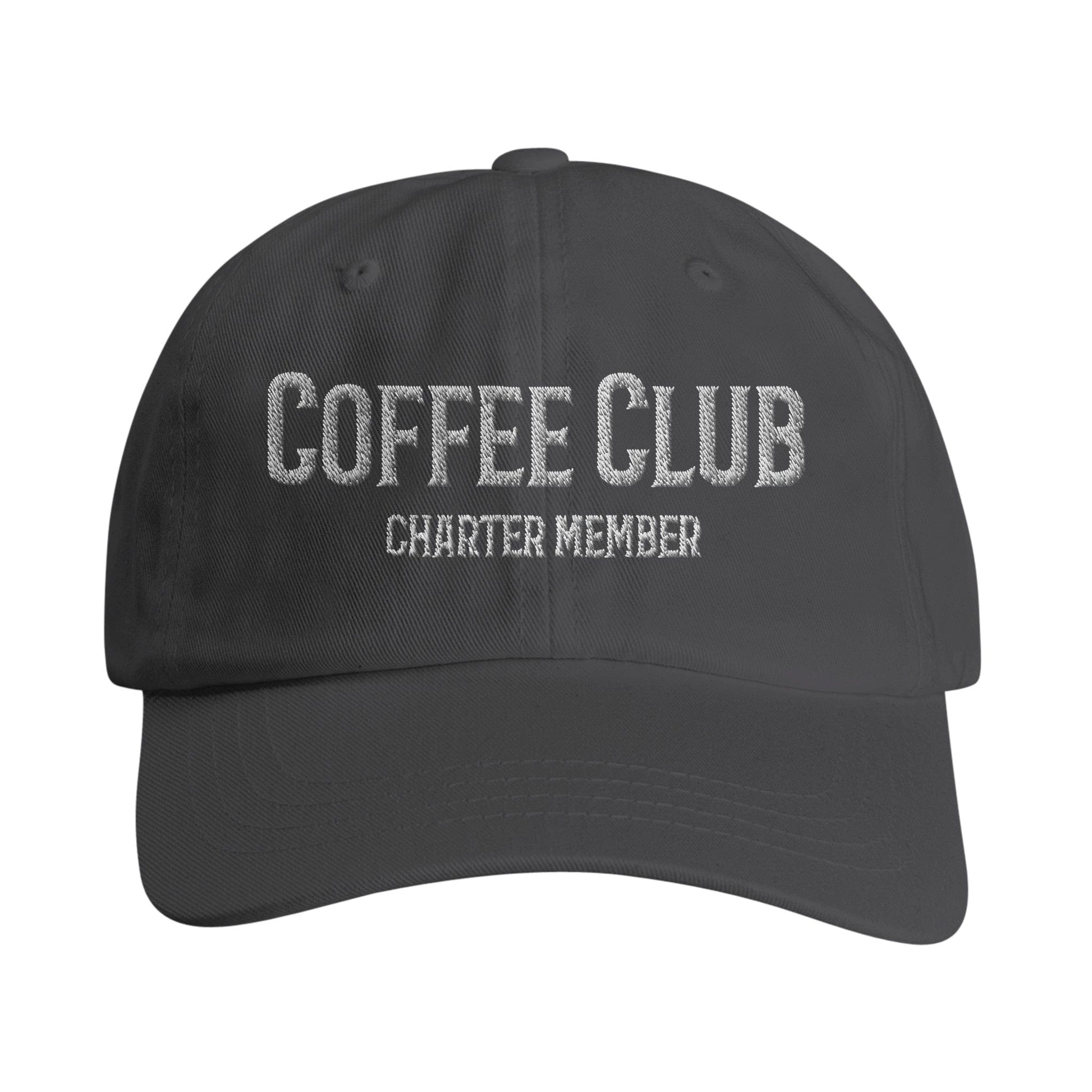 Good Bean Gifts Coffee Club Charter Member Embroidered Hat – Comfortable Low-Profile Dad Cap for Coffee Lovers Dark Grey