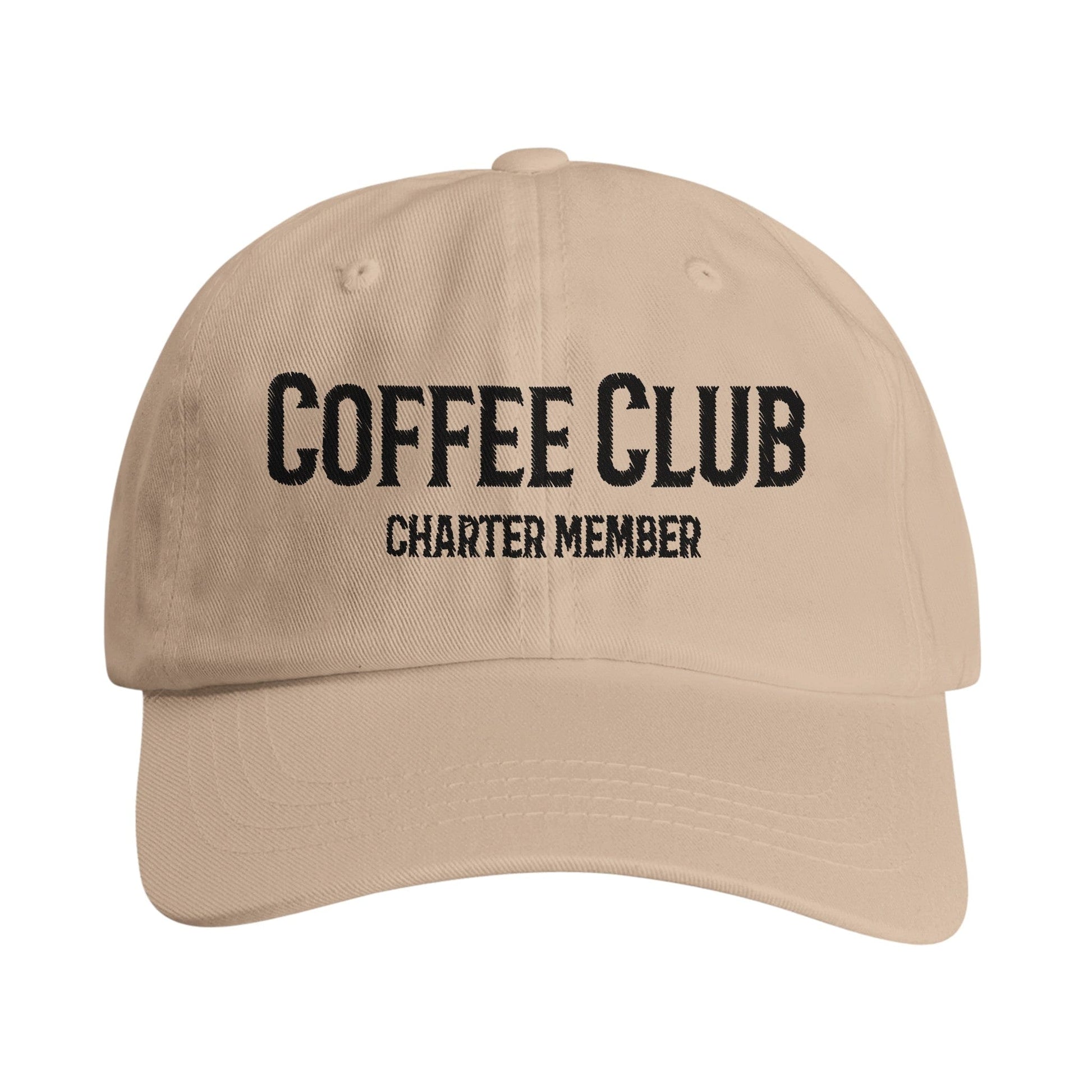 Good Bean Gifts Coffee Club Charter Member Embroidered Hat – Comfortable Low-Profile Dad Cap for Coffee Lovers Khaki