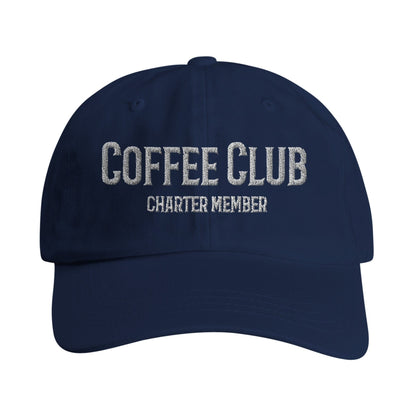 Good Bean Gifts Coffee Club Charter Member Embroidered Hat – Comfortable Low-Profile Dad Cap for Coffee Lovers Navy