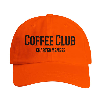 Good Bean Gifts Coffee Club Charter Member Embroidered Hat – Comfortable Low-Profile Dad Cap for Coffee Lovers Orange