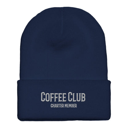 Good Bean Gifts Coffee Club Knit Beanie Hat - Charter Member Edition (embroidery) Navy