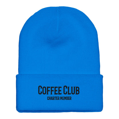 Good Bean Gifts Coffee Club Knit Beanie Hat - Charter Member Edition (embroidery) Royal