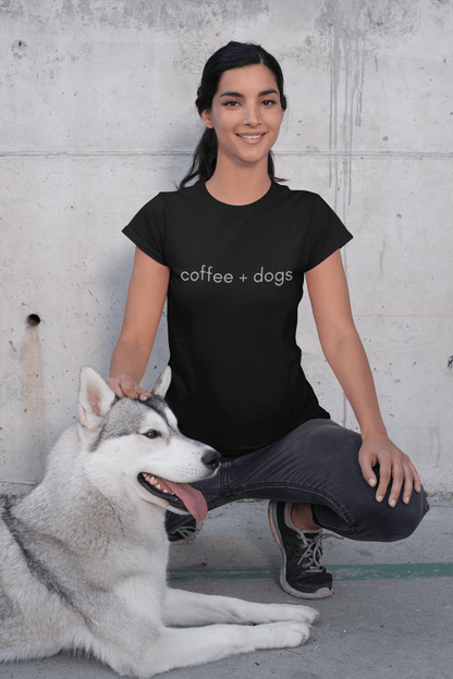 Good Bean Gifts Coffee + Dogs T-Shirt – Premium Unisex Cotton Tee Black / S