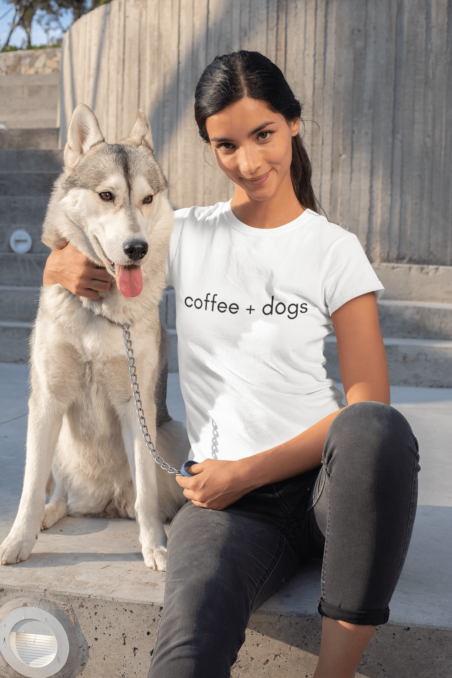 Good Bean Gifts Coffee + Dogs T-Shirt – Premium Unisex Cotton Tee White / S