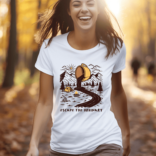 Good Bean Gifts Coffee, Escape the Ordinary - Crewneck T-shirt White / S