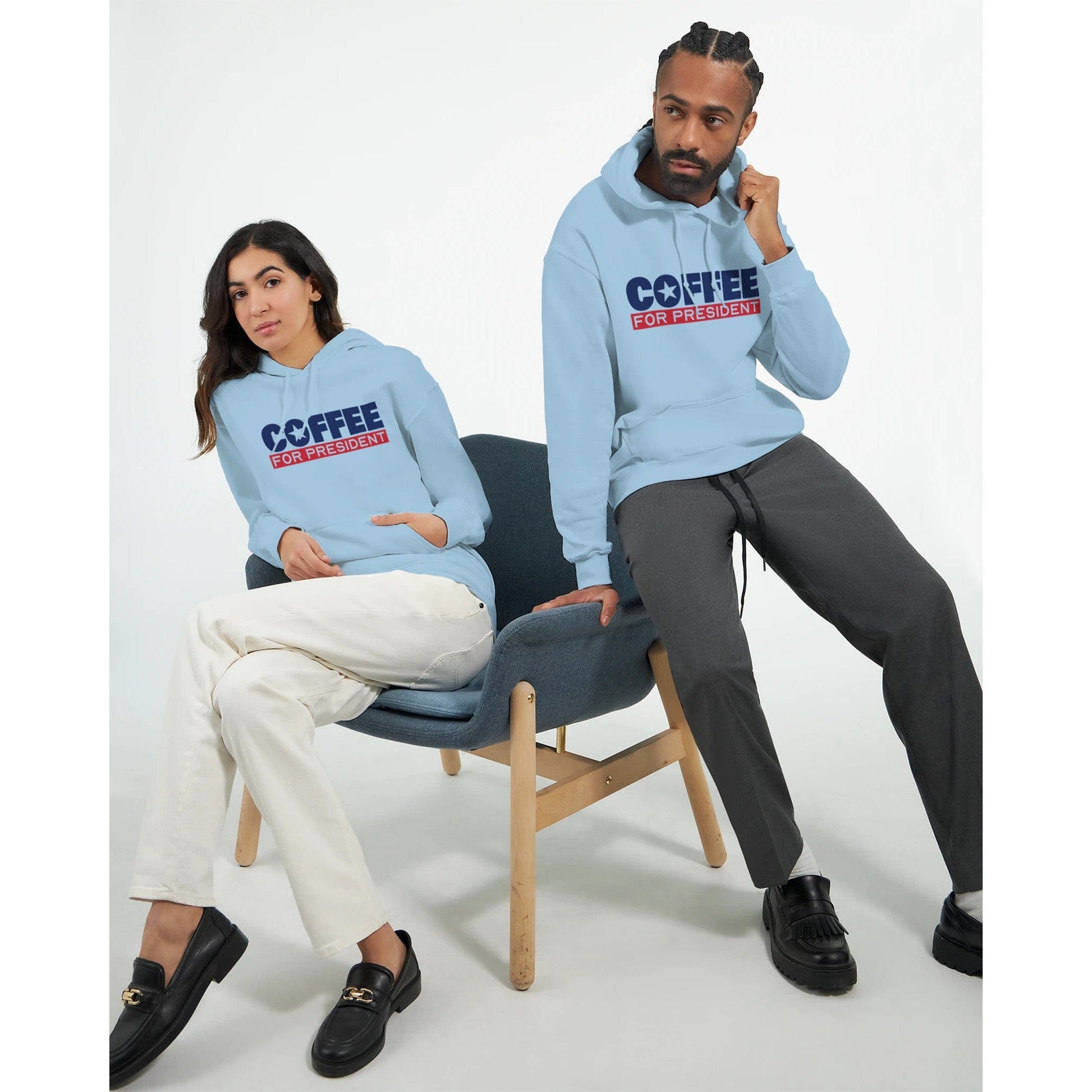 Good Bean Gifts "Coffee For President" -Classic Unisex Pullover Hoodie Light Blue / 5XL