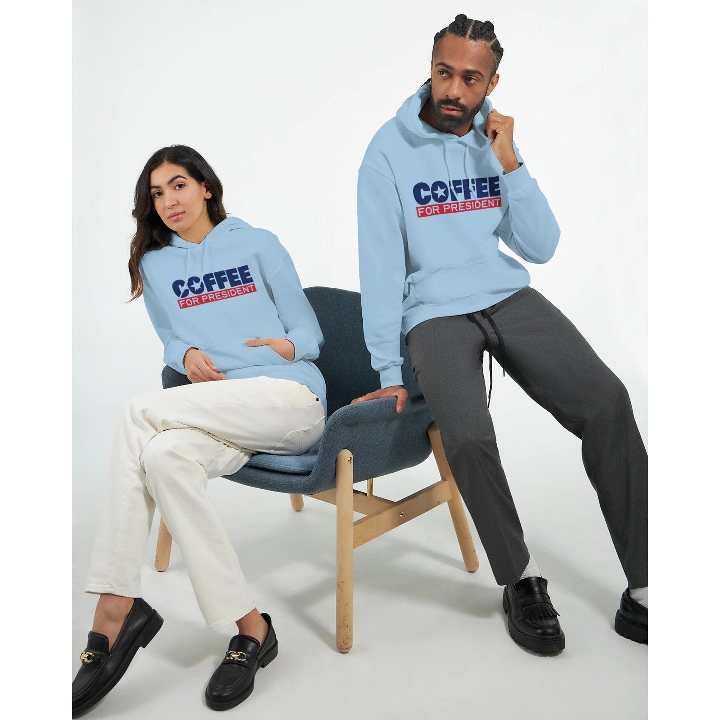 Good Bean Gifts "Coffee For President" -Classic Unisex Pullover Hoodie S / Light Blue