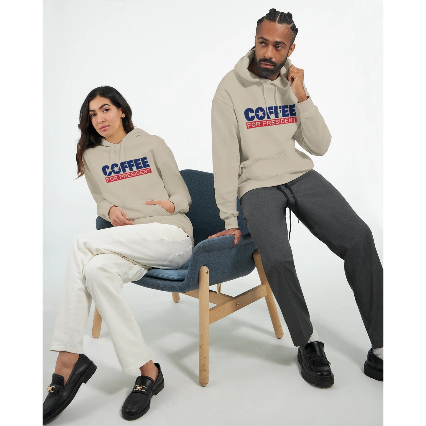 Good Bean Gifts "Coffee For President" -Classic Unisex Pullover Hoodie S / Sand