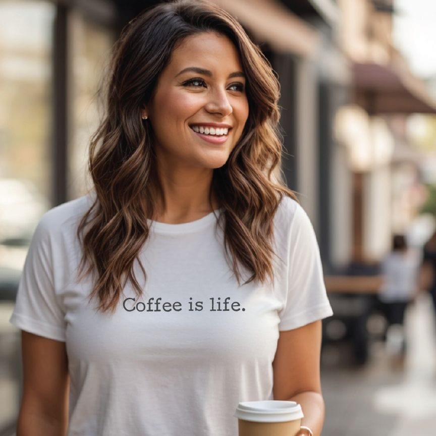 Good Bean Gifts Coffee is Life -  Unisex Crewneck T-shirt White / S