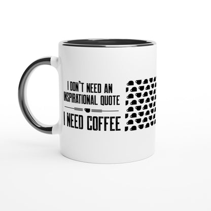 Good Bean Gifts "Coffee Not Quotes" (Coffee Bean accent) White 11oz Ceramic Black
