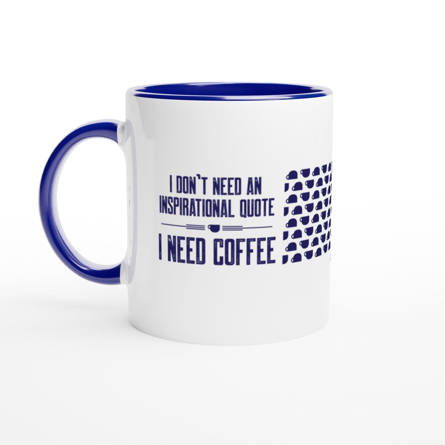 Good Bean Gifts "Coffee Not Quotes" (Coffee Bean accent) White 11oz Ceramic Blue
