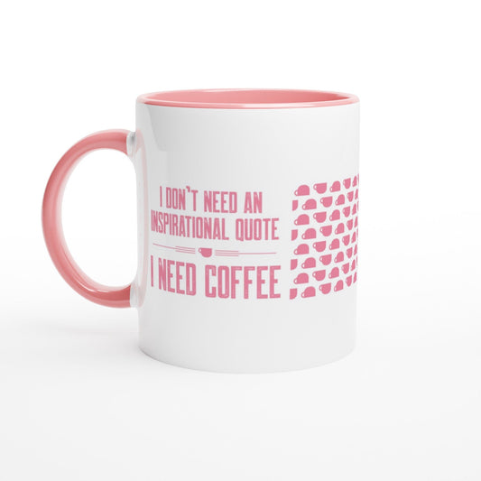 Good Bean Gifts "Coffee Not Quotes" (Coffee Bean accent) White 11oz Ceramic Pink