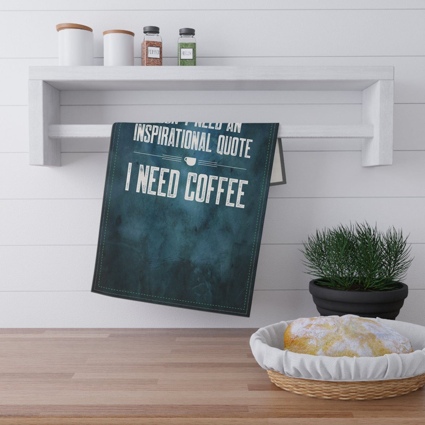Good Bean Gifts "Coffee not Quotes:" Kitchen Towel Cotton Twill / 18" × 30"