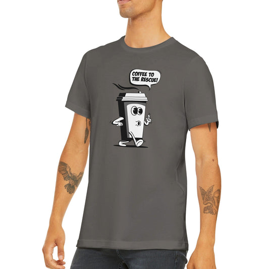 Good Bean Gifts "Coffee to the Rescue" Premium Unisex Crewneck T-shirt Asphalt / S