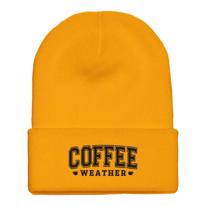 Good Bean Gifts "Coffee Weather" Cuffed Beanie Gold