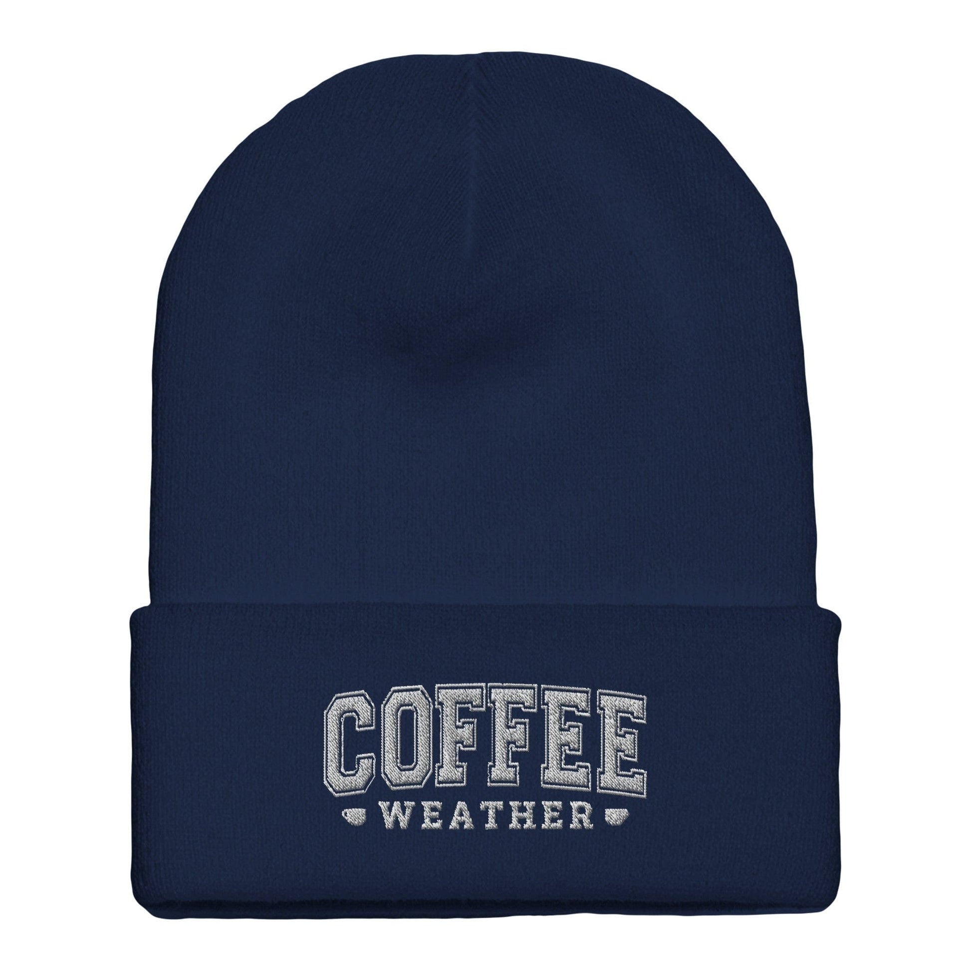 Good Bean Gifts "Coffee Weather" Cuffed Beanie Navy