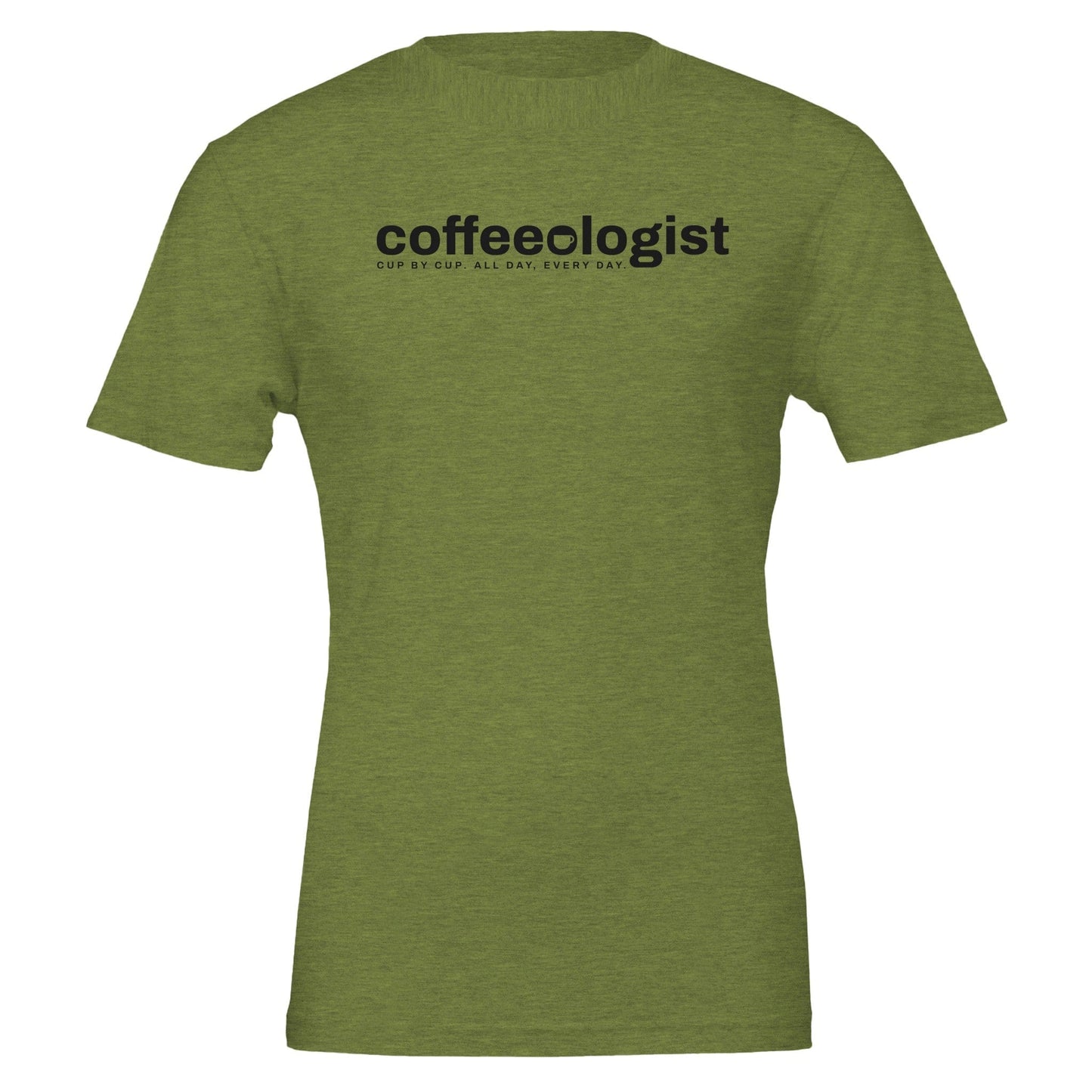 Good Bean Gifts "Coffeeologist"  T-Shirt – Cup by Cup, All Day Every Day Heather Green / S