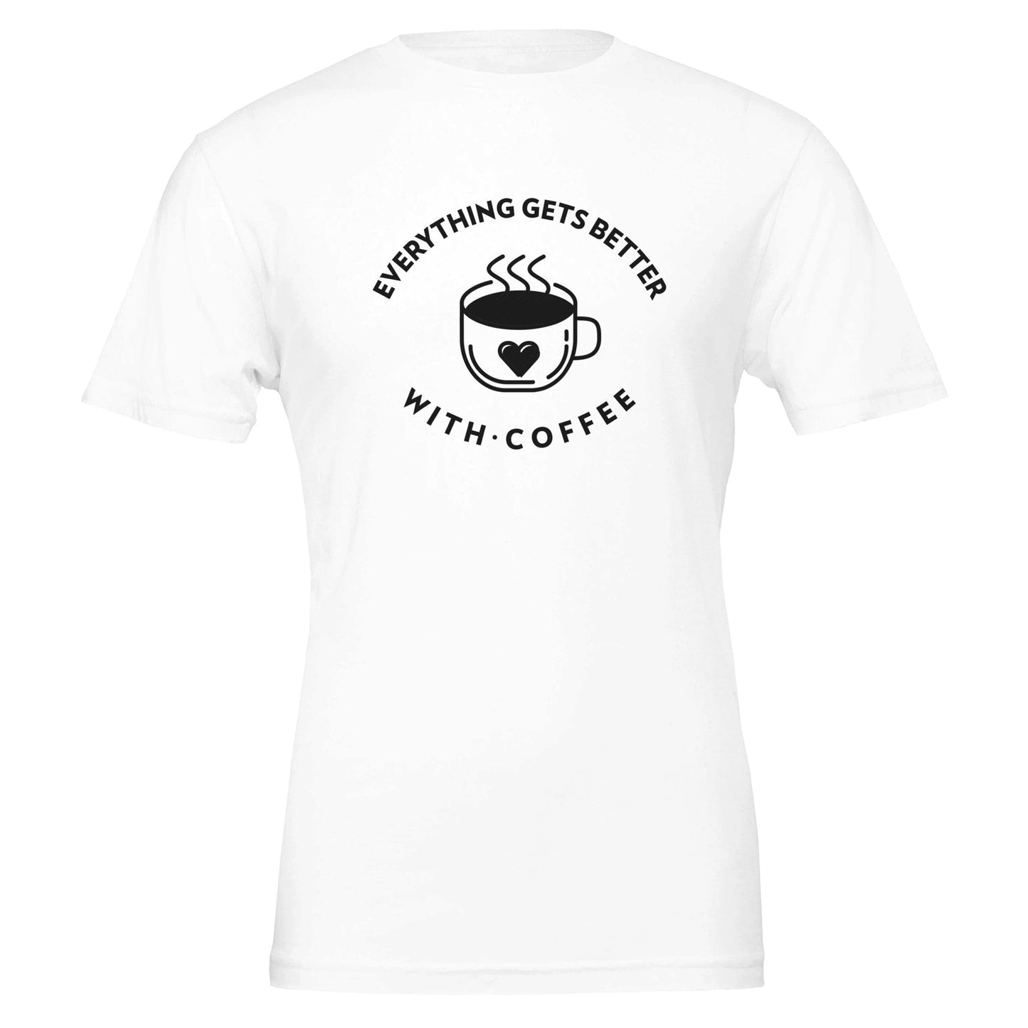 Good Bean Gifts "Everything Gets Better With Coffee" Crewneck T-shirt | Bella + Canvas 3001 White / S