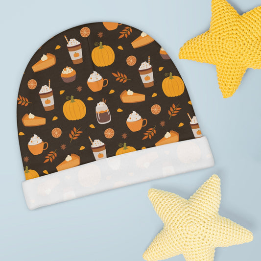 Good Bean Gifts "Festive Fall" Baby Beanie (AOP) One size / White