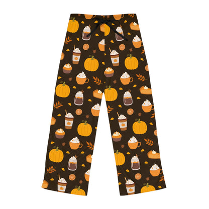 Good Bean Gifts "Festive Fall"  Women's Pajama Pants with Coffee Cups and Pumpkins