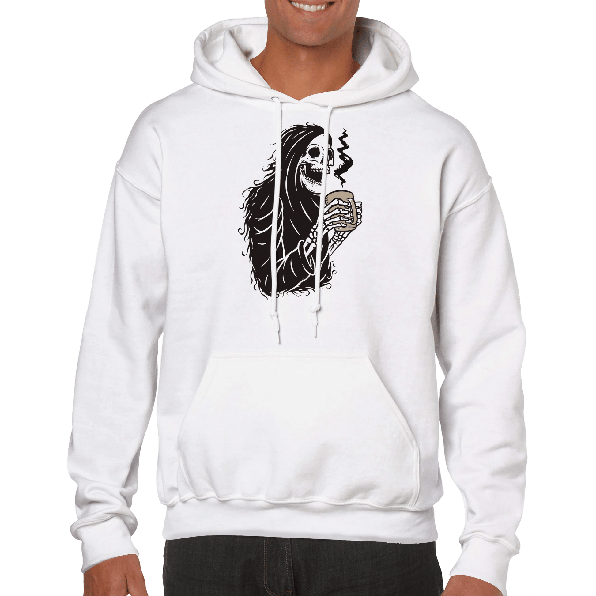 Good Bean Gifts Grim Reaper Fuel Premium Unisex Pullover Hoodie White / XS