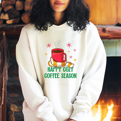 Good Bean Gifts Happy Cozy Coffee Season - Classic Unisex Pullover Hoodie White / S