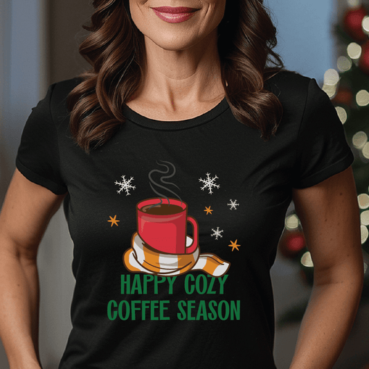 Good Bean Gifts Happy Cozy Coffee Season - Premium Unisex Crewneck T-shirt Black / S