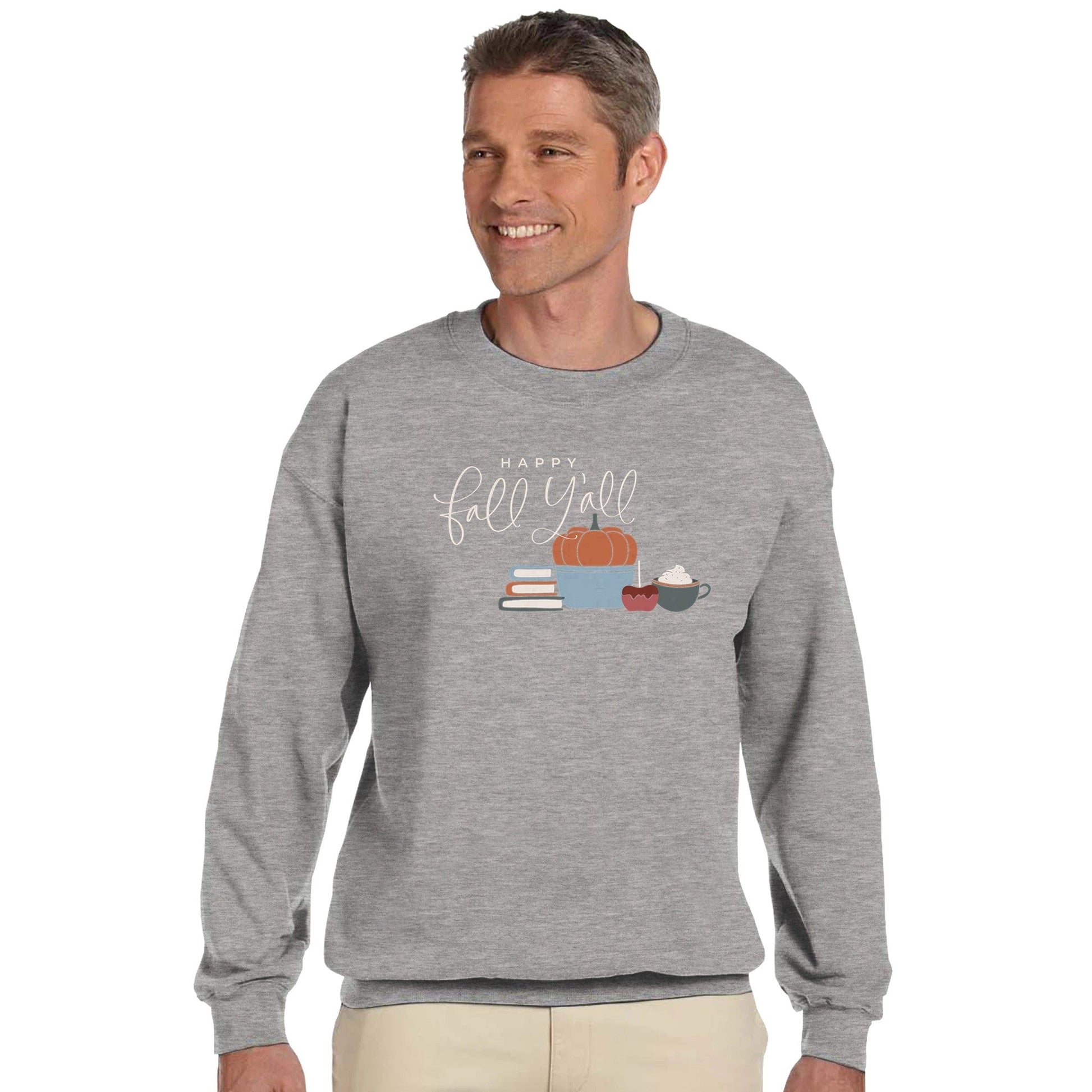 Good Bean Gifts ""Happy Fall, Y'all  " - Classic Unisex Crewneck Sweatshirt | Gildan® 18000 Ash / S