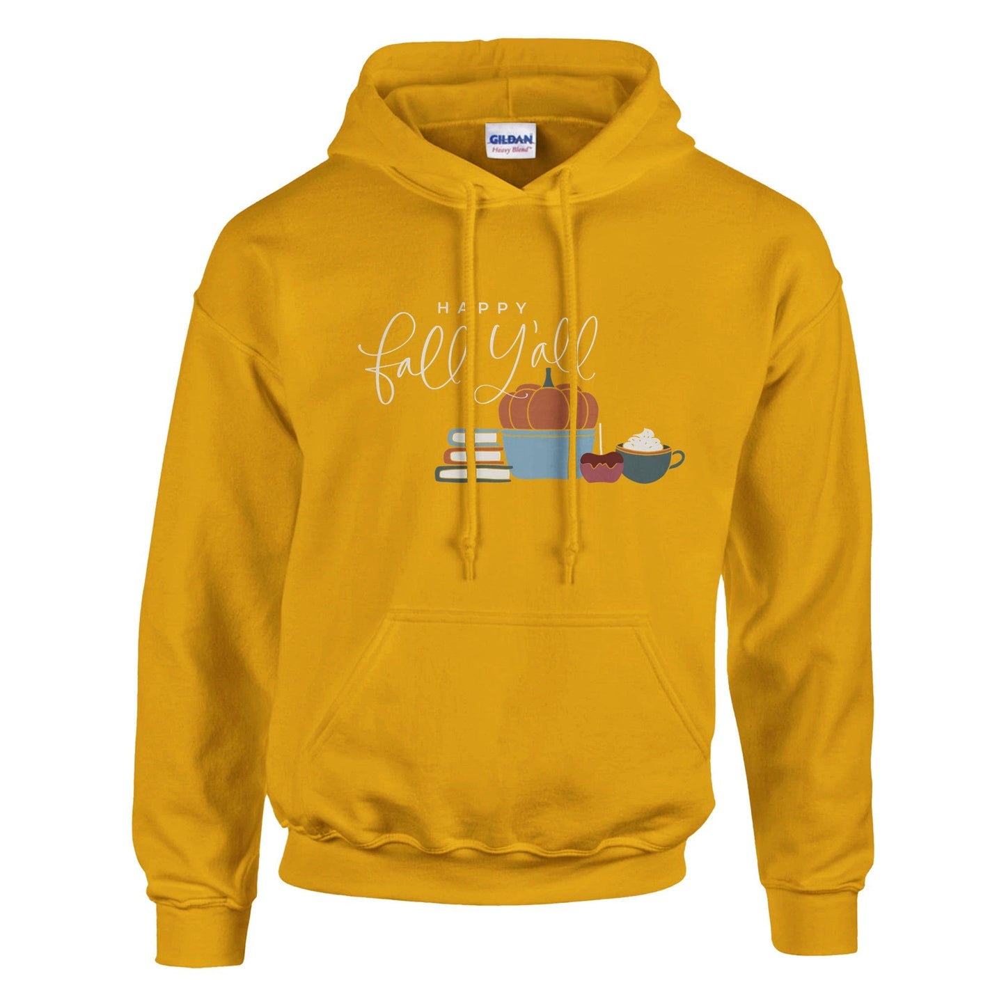 Good Bean Gifts "Happy Fall, Y'all " -Classic Unisex Pullover Hoodie | Gildan® 18500 Gold / S