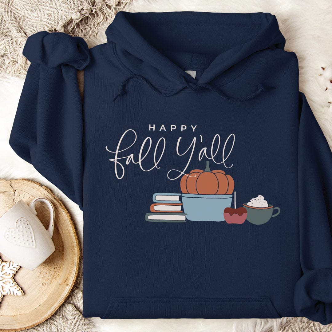 Good Bean Gifts "Happy Fall, Y'all " -Classic Unisex Pullover Hoodie | Gildan® 18500 Navy / S