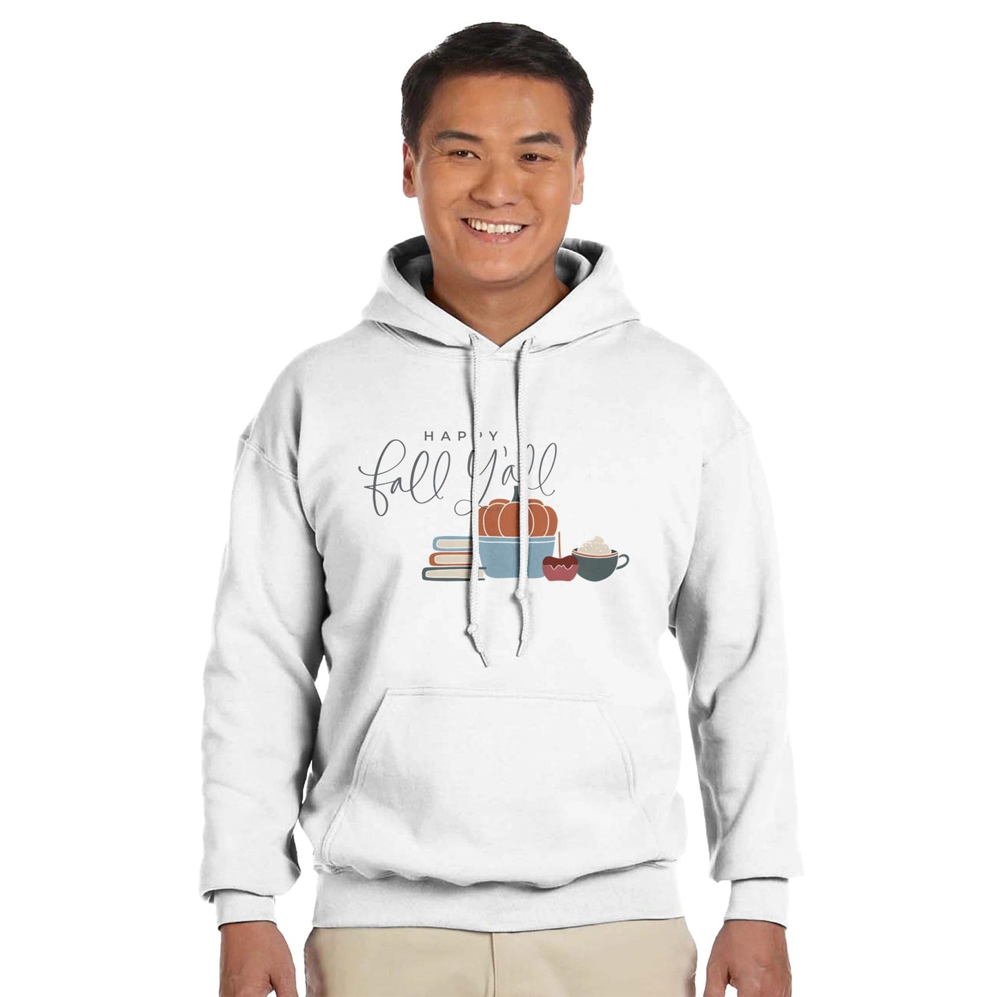 Good Bean Gifts "Happy Fall, Y'all " -Classic Unisex Pullover Hoodie | Gildan® 18500 White / S