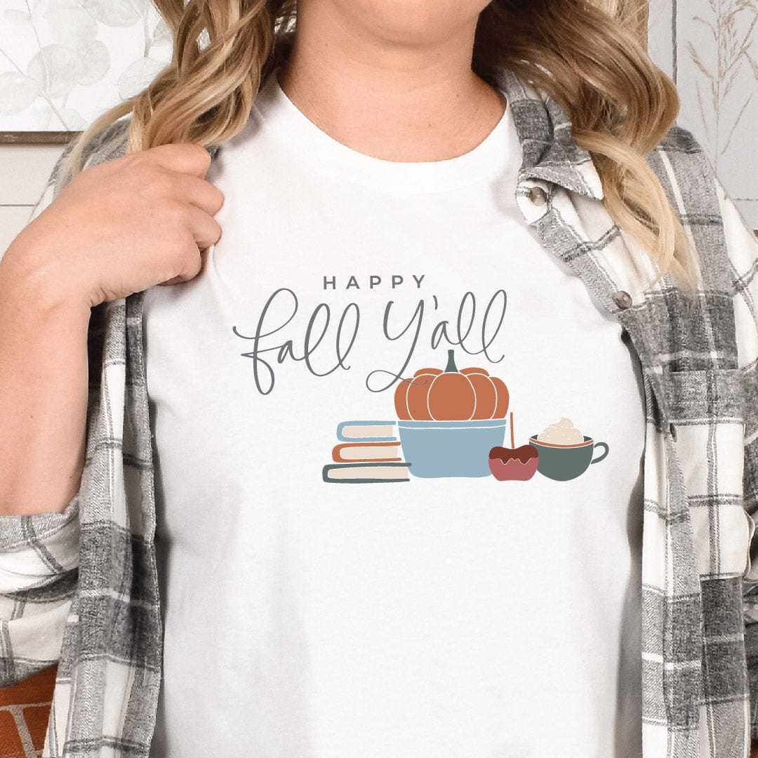 Good Bean Gifts "Happy Fall, Y'all " Unisex Crewneck T-shirt White / S