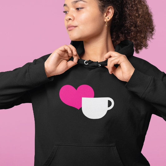 Good Bean Gifts Heart + Coffee Cup - Classic Unisex Pullover Hoodie Black / S