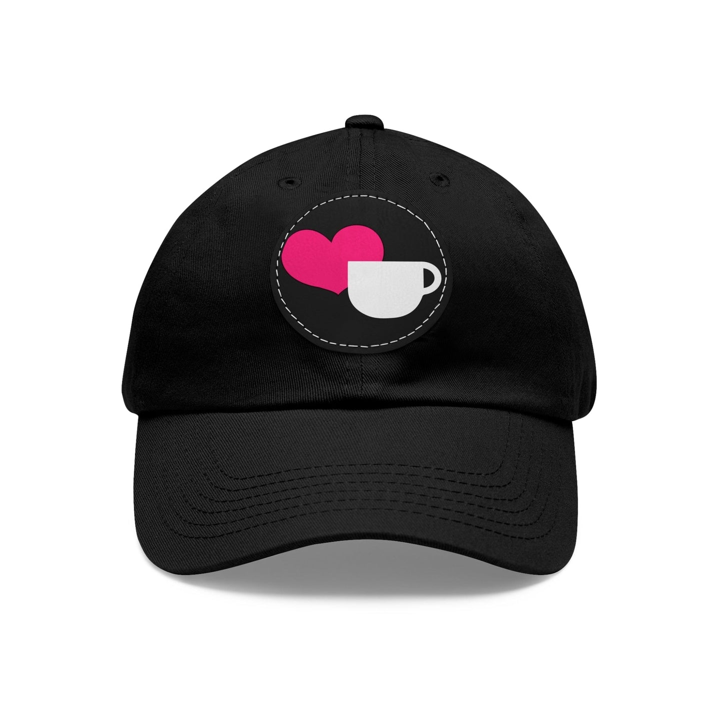 Good Bean Gifts Heart + Coffee Cup with Leather Patch (Round) Black / Black patch / Circle / One size