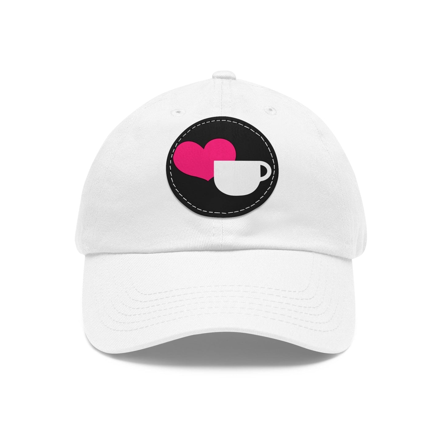 Good Bean Gifts Heart + Coffee Cup with Leather Patch (Round) White / Black patch / Circle / One size