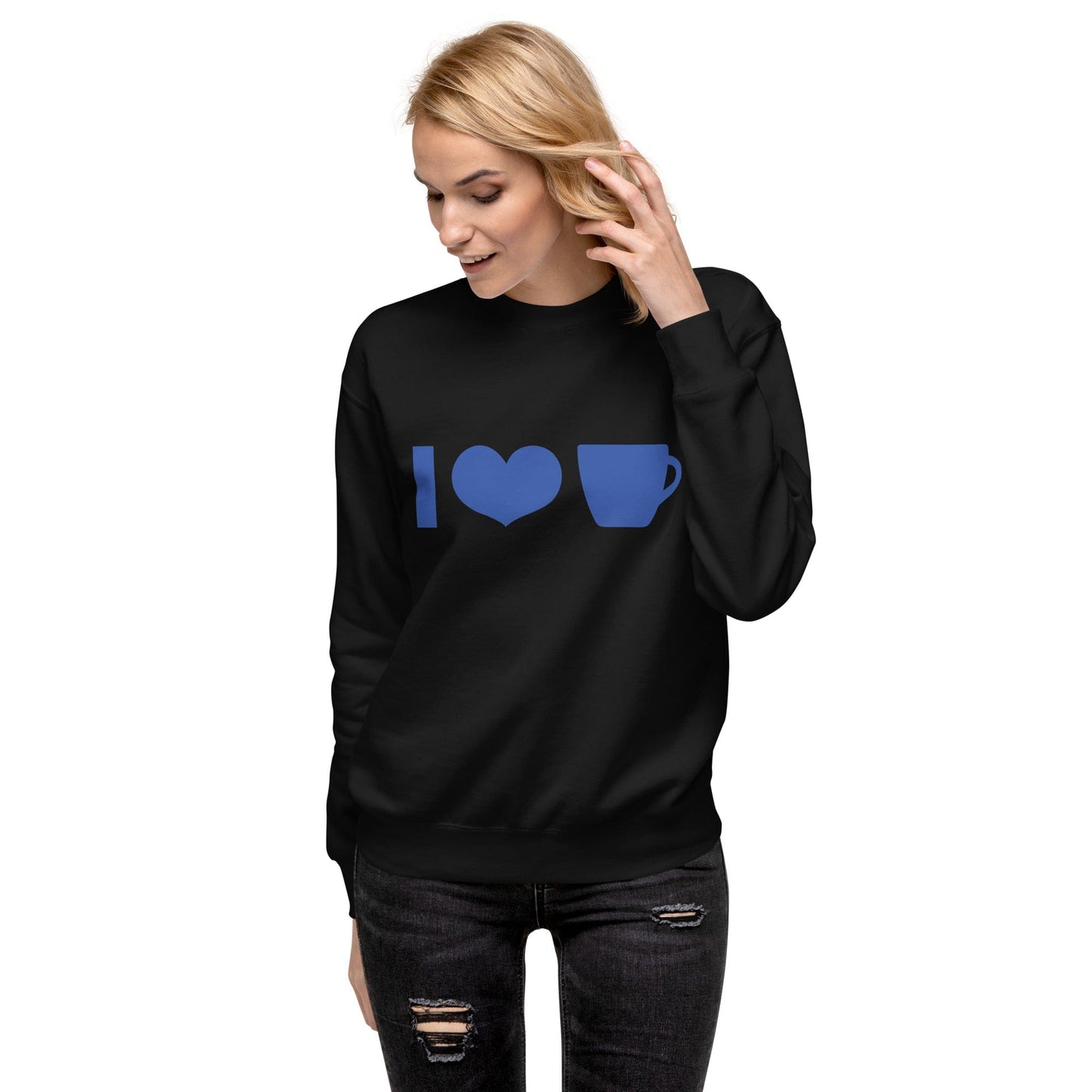 Good Bean Gifts I Heart Coffee Cup ICONS Unisex Premium Sweatshirt Black / S