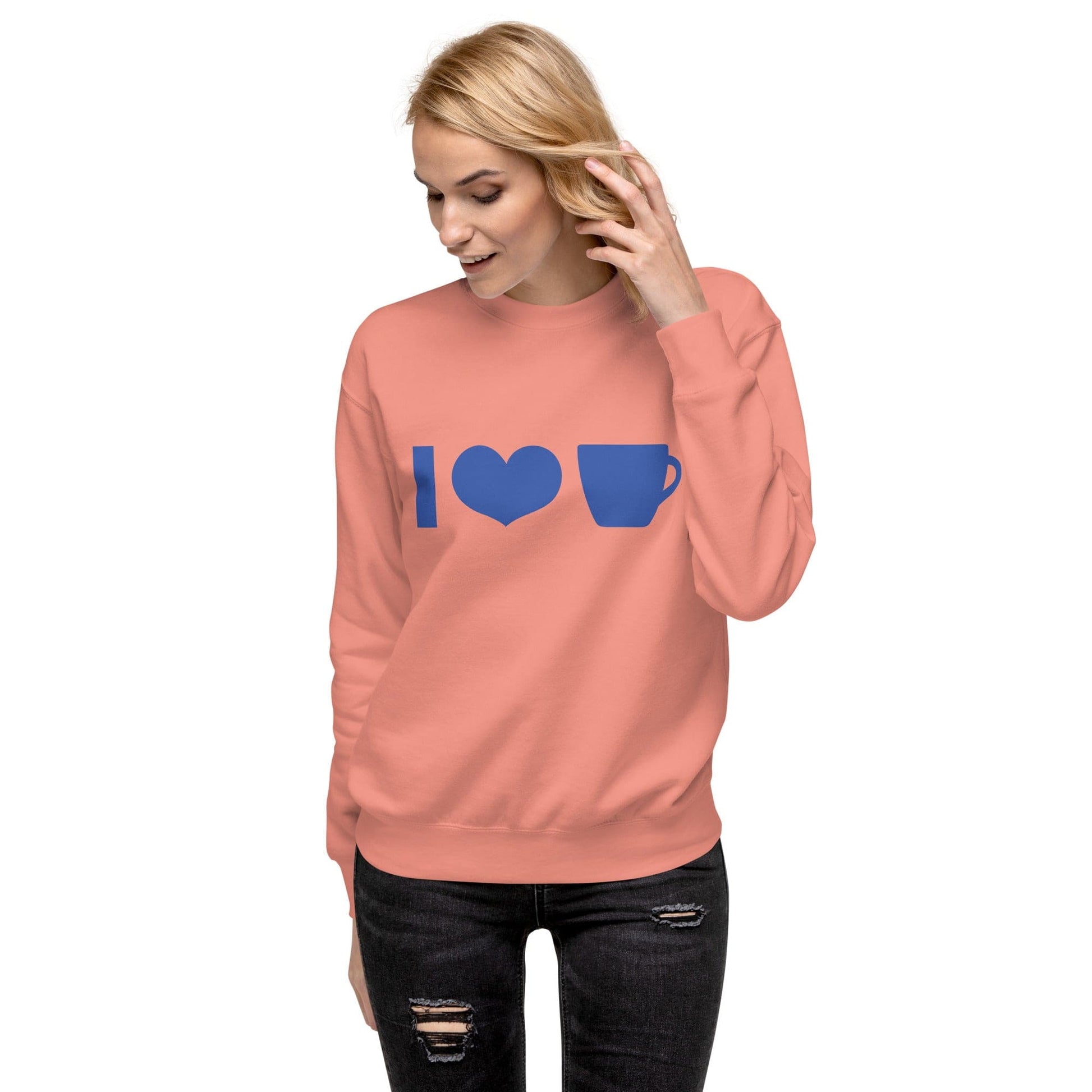 Good Bean Gifts I Heart Coffee Cup ICONS Unisex Premium Sweatshirt Dusty Rose / S