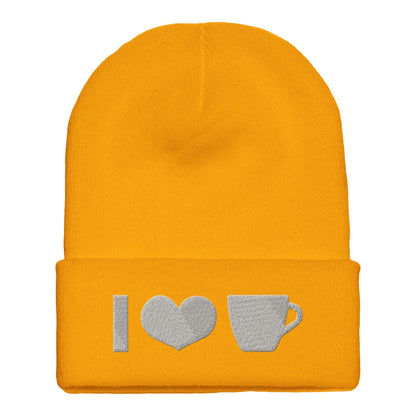 Good Bean Gifts I Heart Coffee  ICONS - Stylish & Warm Flexfit Cuffed Hat Gold