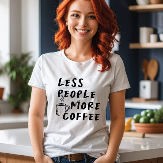 Good Bean Gifts Less People, More Coffee - Premium Unisex Crewneck T-shirt White / S