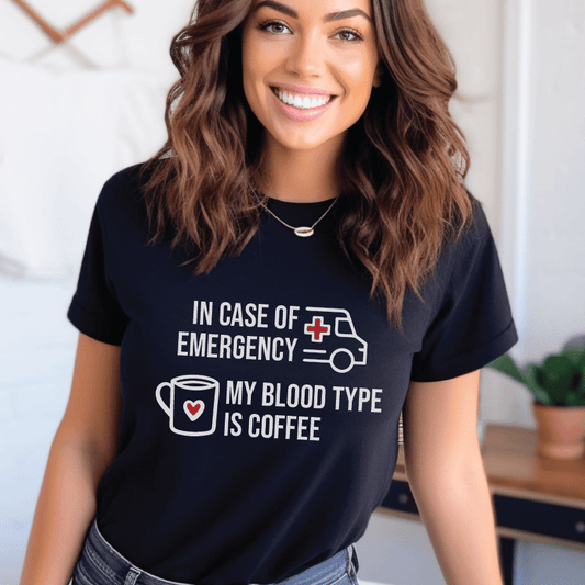 Good Bean Gifts My Blood Type is Coffee - Unisex Crewneck T-shirt Black / S