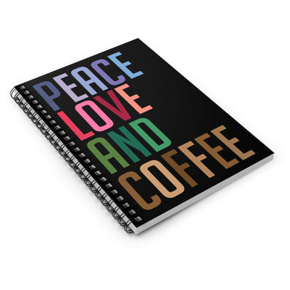 Good Bean Gifts "PEACE LOVE and COFFE" - Spiral Notebook - Ruled Line One Size