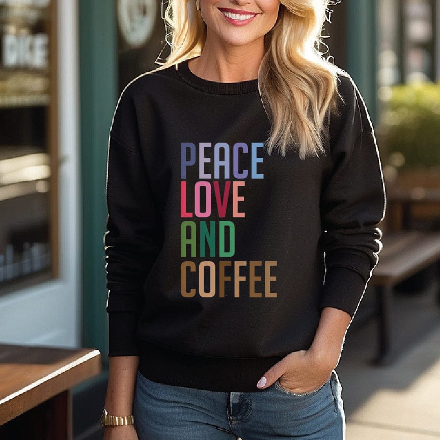 Good Bean Gifts "Peace Love and Coffee" - Classic Unisex Crewneck Sweatshirt Black / S