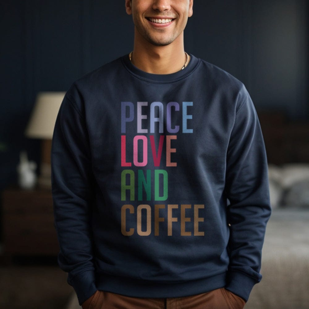 Good Bean Gifts "Peace Love and Coffee" - Classic Unisex Crewneck Sweatshirt Navy / S