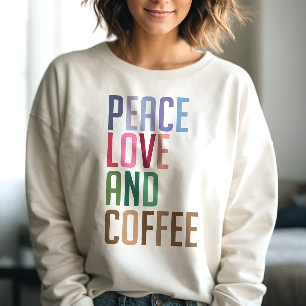 Good Bean Gifts "Peace Love and Coffee" - Classic Unisex Crewneck Sweatshirt White / S