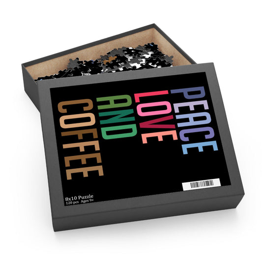 Good Bean Gifts 'Peace, Love and Coffee" Jigsaw Puzzle 10" × 8" (120 pcs)