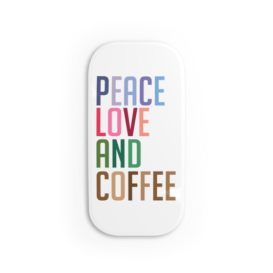 Good Bean Gifts "Peace Love and Coffee" -Phone Click-On Grip Glossy / One size / White