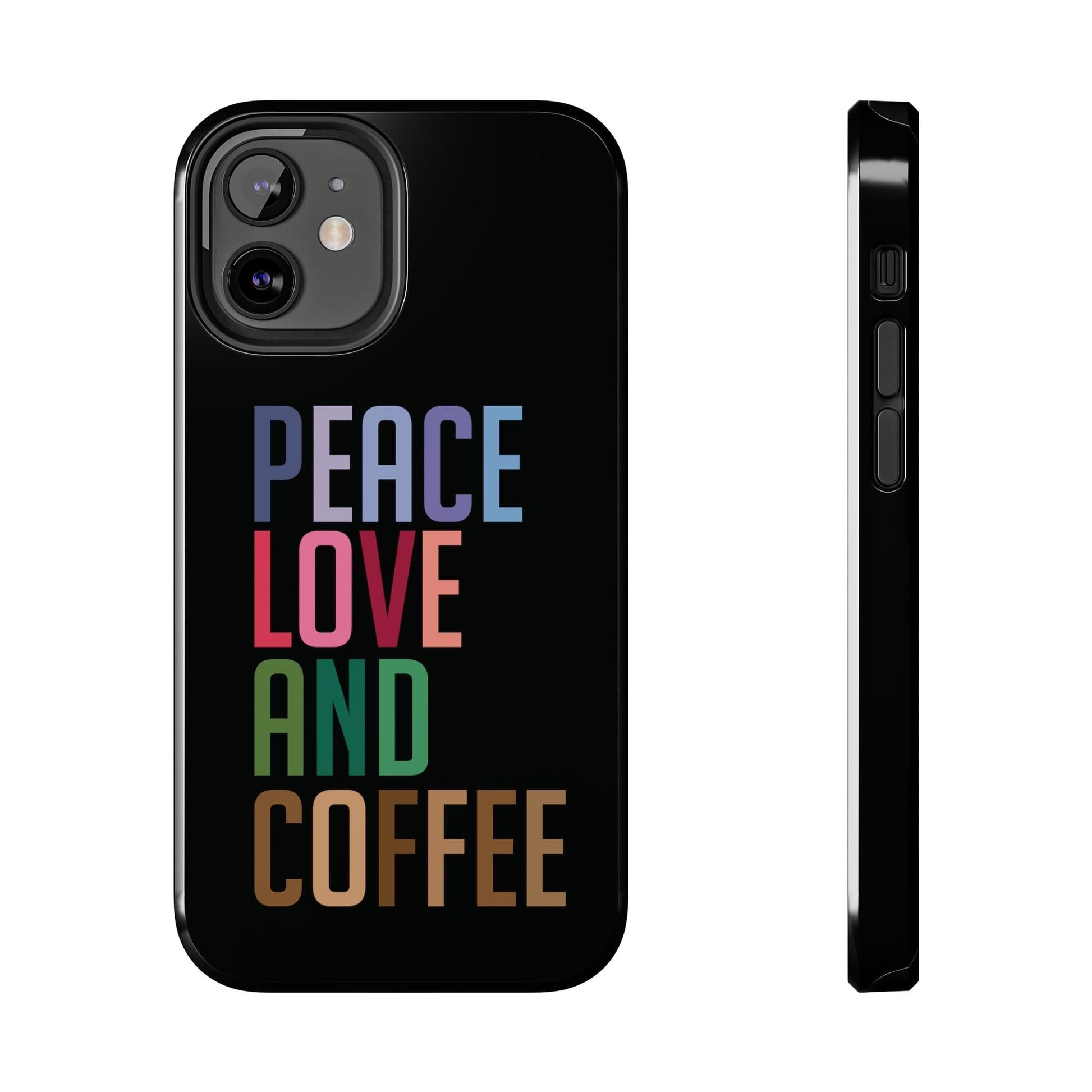 Good Bean Gifts "Peace Love and Coffee" Tough Phone Cases iPhone 12 Mini