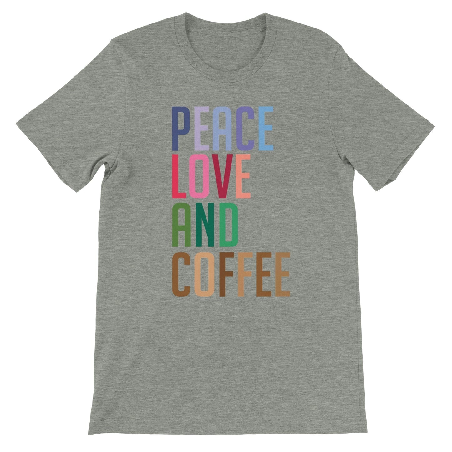 Good Bean Gifts "Peace Love and Coffee" - Unisex Crewneck T-shirt Athletic Heather / S