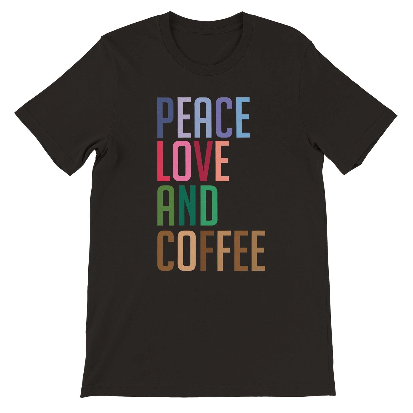 Good Bean Gifts "Peace Love and Coffee" - Unisex Crewneck T-shirt Black / S