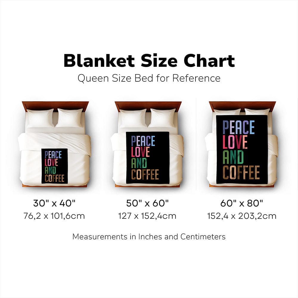Good Bean Gifts Peace Love and Coffee Velveteen Plush Blanket